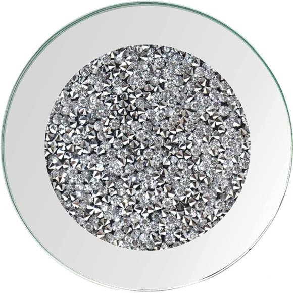 Glass Mirrored Coaster 4 PC , Crushed Diamond Round 4" Cup Mat Decor on Tabletop - Picture 6 of 6